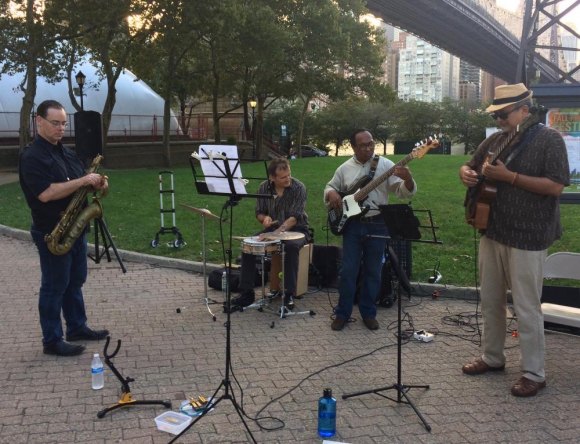 RIOC's Unsettling Welcome the Welcome Sign Event The Roosevelt Island Jazz Collective played on.